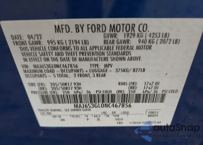 MAJ6S3GL0NC467856: 43140610