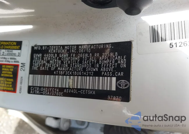 4T1BF3EK1BU614212: 43139731