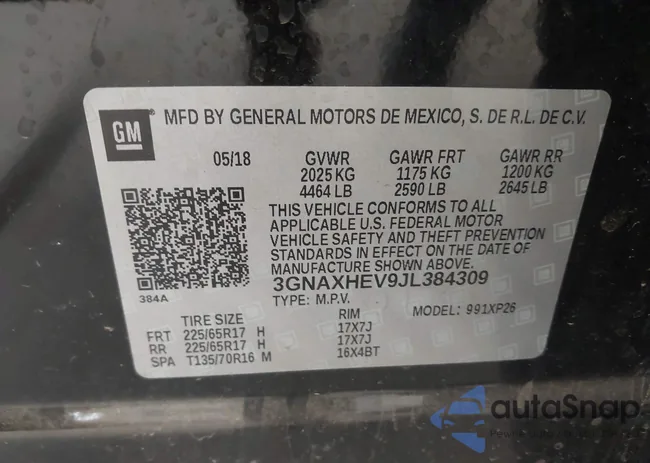 3GNAXHEV9JL384309: 43139804