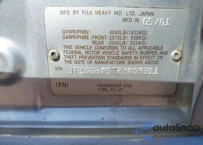 JF1GG68572H809311: 43139805