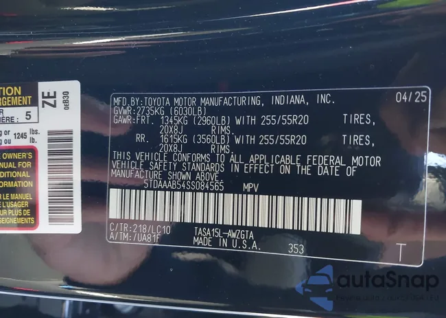 5TDAAAB54SS084565: 43139810