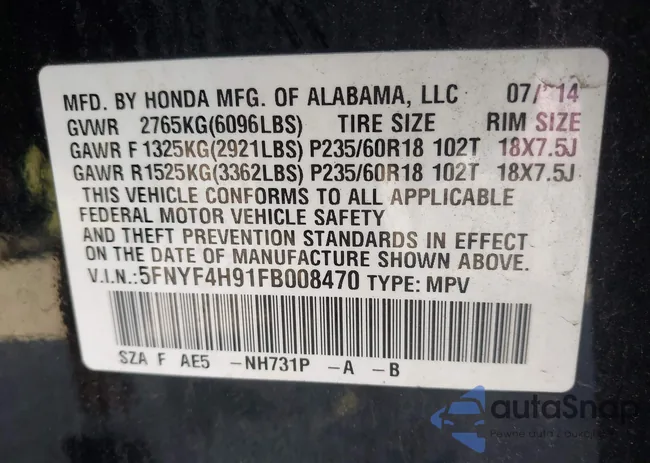 5FNYF4H91FB008470: 43139852