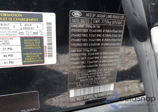 SALGS2TF7FA232496: 43139919