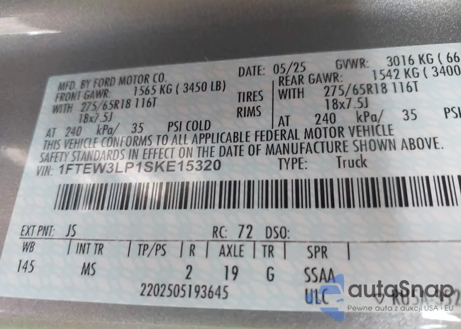 1FTEW3LP1SKE15320: 43139962