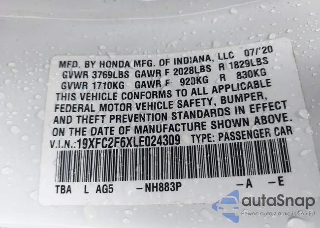 19XFC2F6XLE024309: 43141067