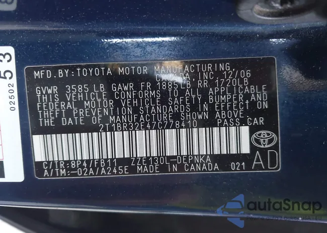 2T1BR32E47C778410: 43141192