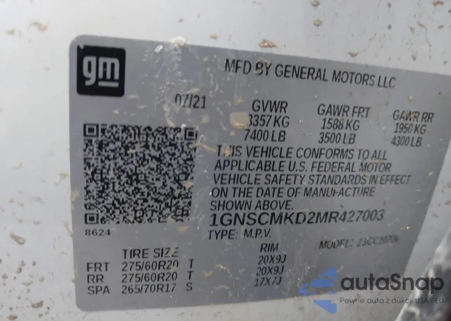 1GNSCMKD2MR427003: 43141335