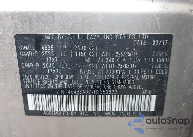 4S4BSADC7H3353922: 43141371