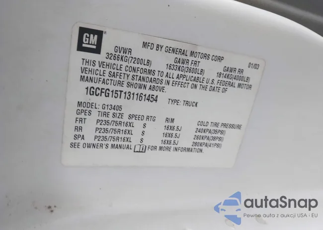 1GCFG15T131161454: 43141383