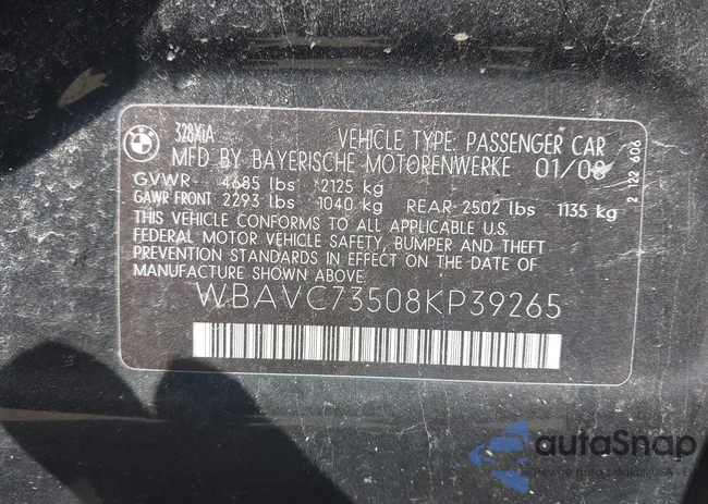 WBAVC73508KP39265: 43141393