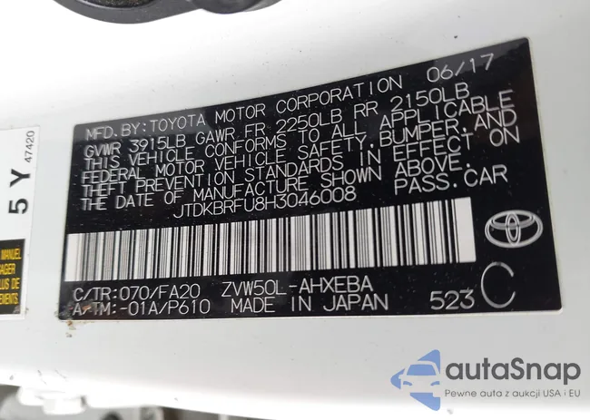 JTDKBRFU8H3046008: 43141394