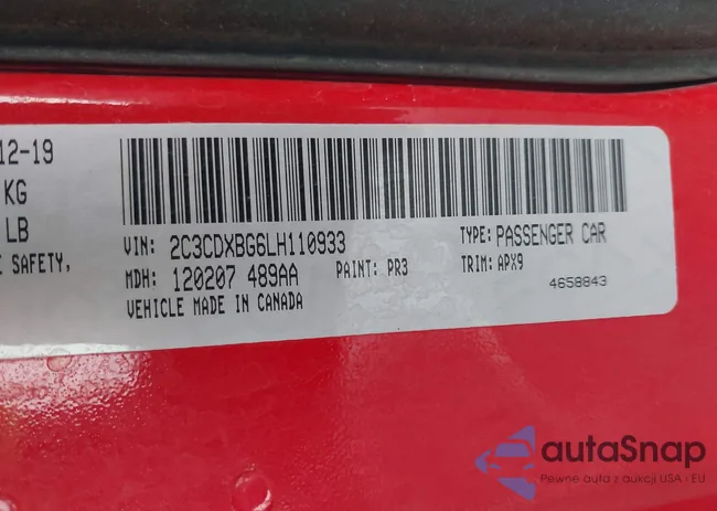 2C3CDXBG6LH110933: 43141449