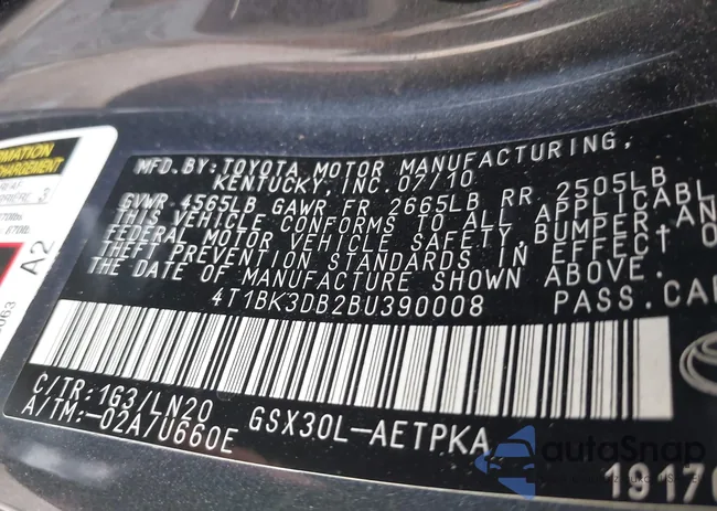 4T1BK3DB2BU390008: 43141453