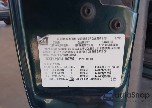 2GCEK19V141107797: 43141516