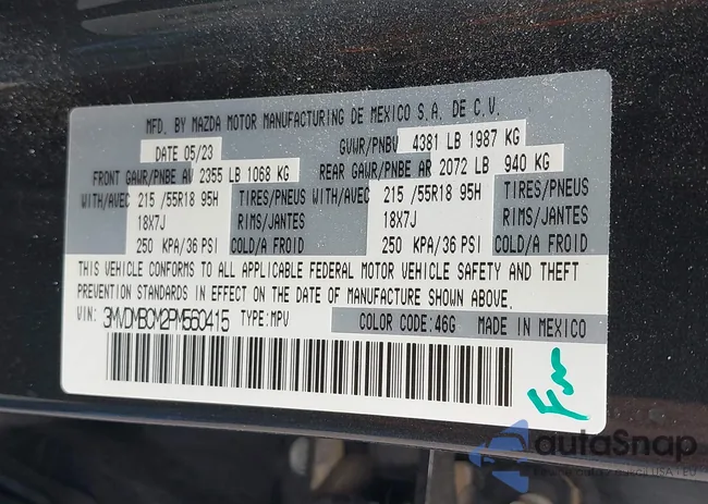 3MVDMBCM2PM560415: 43141565