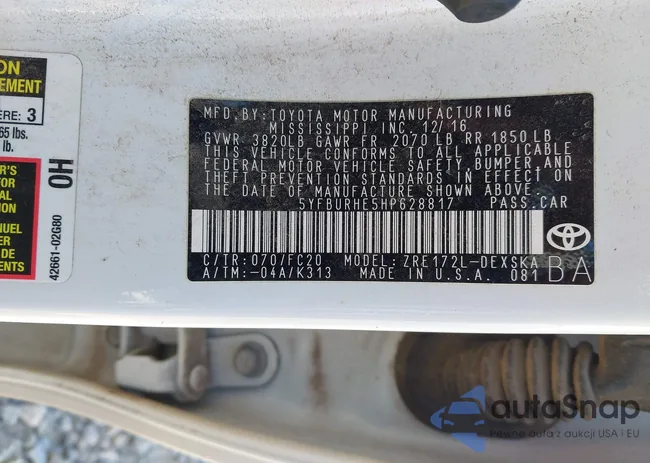 5YFBURHE5HP628817: 43140791