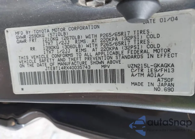 JTEBT14RX40035743: 43140948