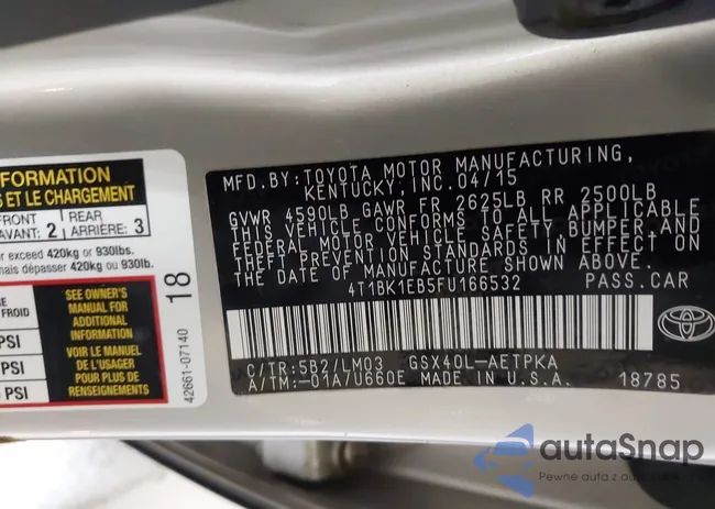 4T1BK1EB5FU166532: 43141000