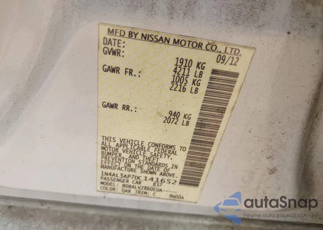 1N4AL3AP7DC141652: 43142367