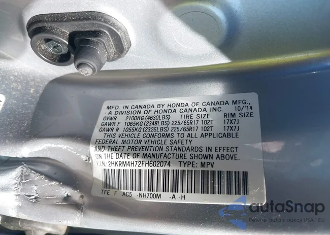 2HKRM4H72FH602074: 43142392