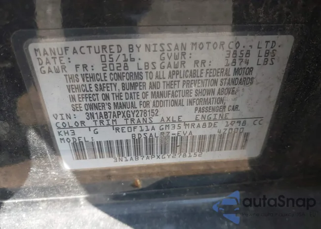 3N1AB7APXGY278152: 43142431