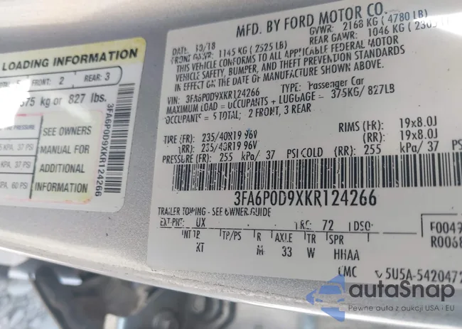 3FA6P0D9XKR124266: 43142524