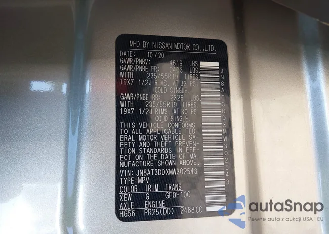 JN8AT3DDXMW302543: 43142593