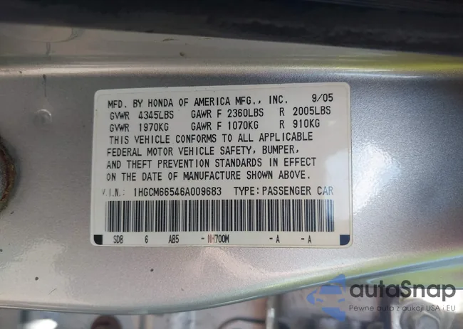 1HGCM66546A009683: 43141681