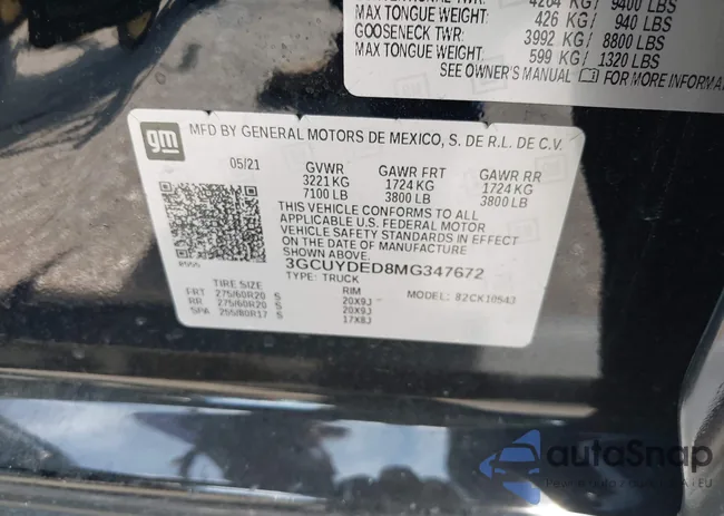 3GCUYDED8MG347672: 43141742