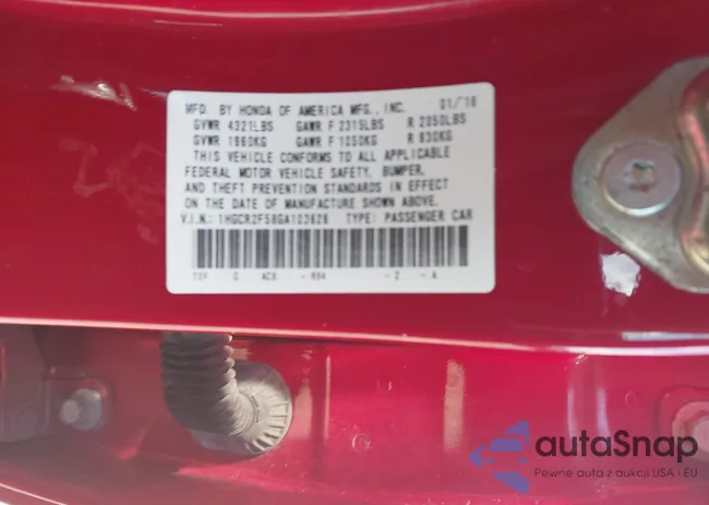 1HGCR2F58GA103626: 43141827