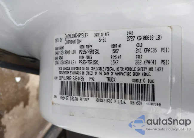 1B7HL2AN91S304465: 43142053