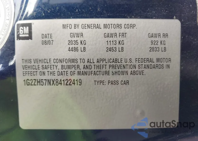 1G2ZH57NX84122419: 43143135