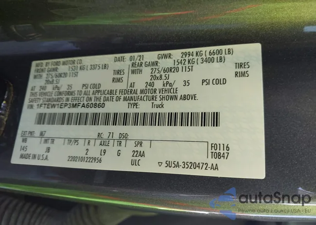 1FTEW1EP3MFA60860: 43143186