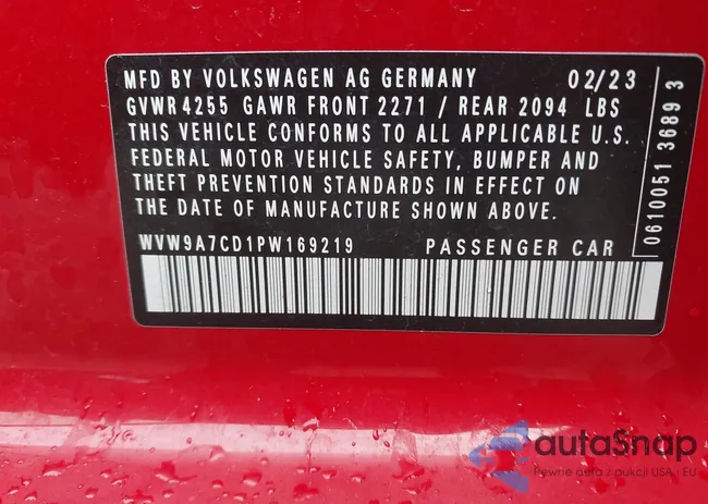 WVW9A7CD1PW169219: 43143271