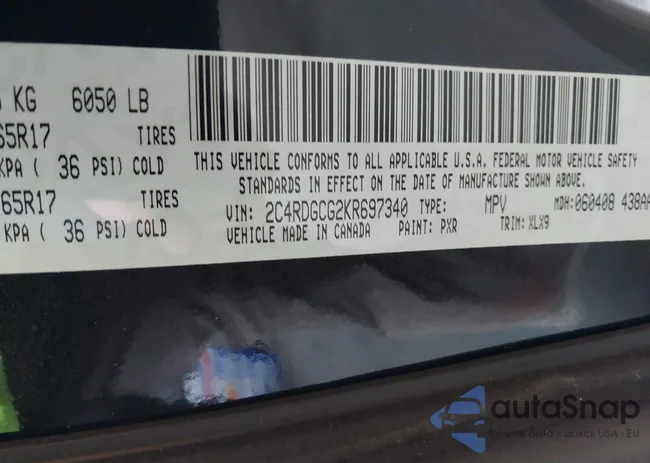 2C4RDGCG2KR697340: 43143274