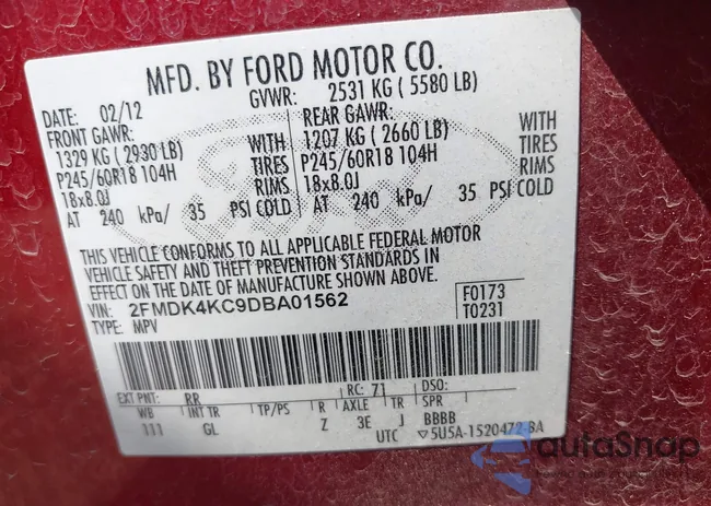 2FMDK4KC9DBA01562: 43143300