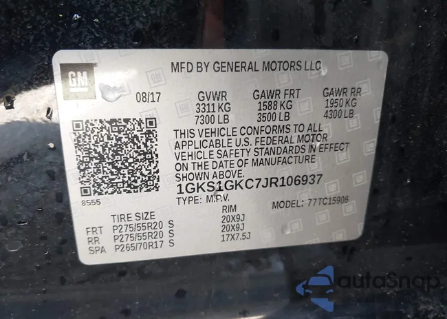 1GKS1GKC7JR106937: 43143500