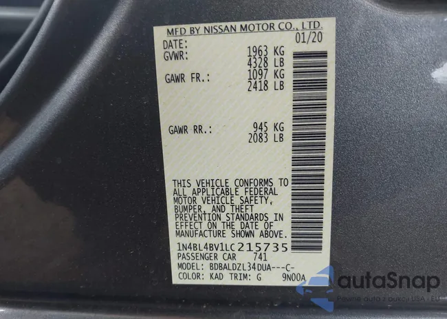 1N4BL4BV1LC215735: 43143557