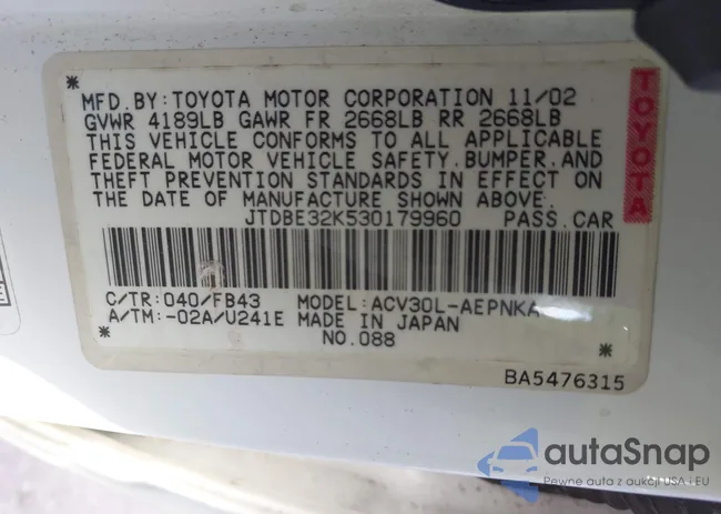 JTDBE32K530179960: 43143572