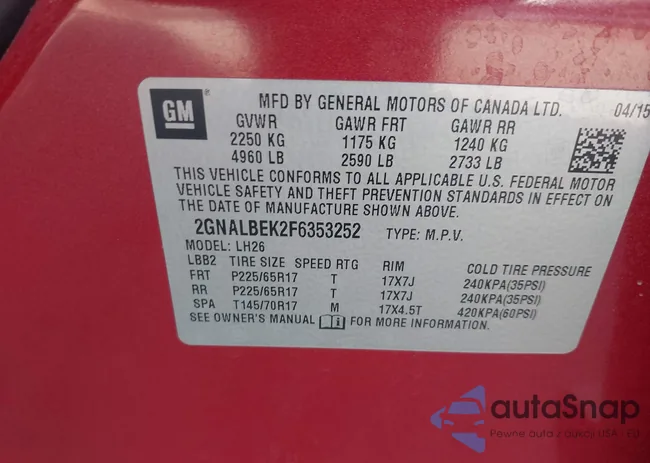 2GNALBEK2F6353252: 43142861