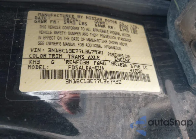 3N1BC13E77L367930: 43142892