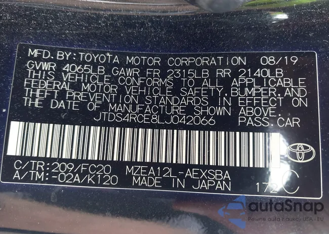 JTDS4RCE8LJ042066: 43142941