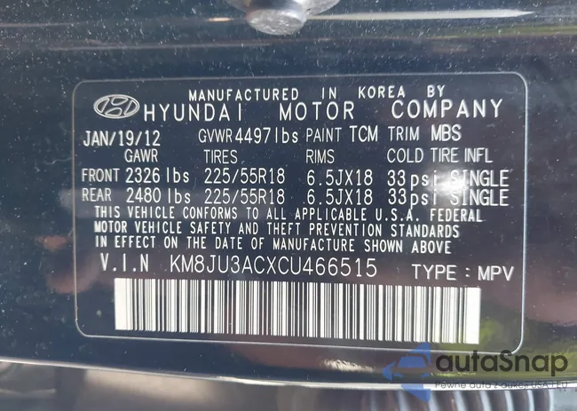 KM8JU3ACXCU466515: 43143001