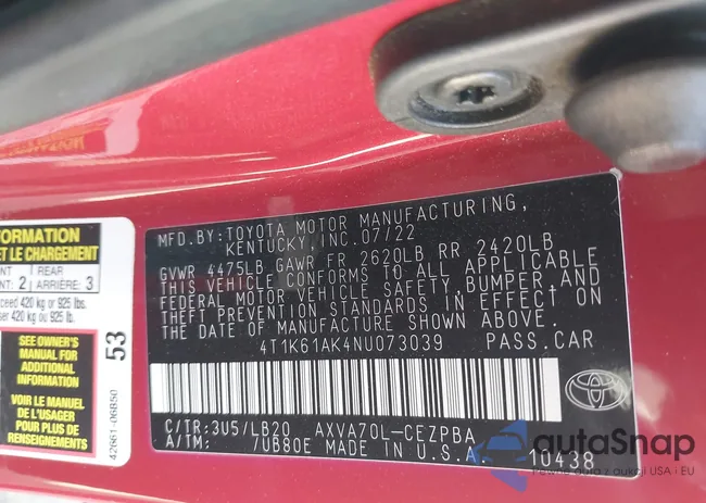 4T1K61AK4NU073039: 43144271