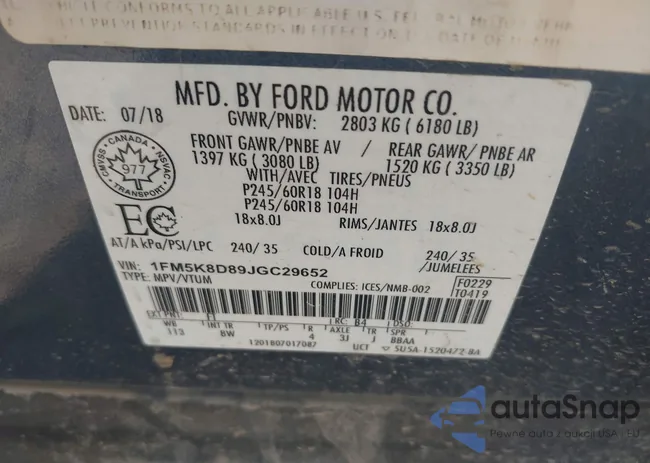 1FM5K8D89JGC29652: 43144291