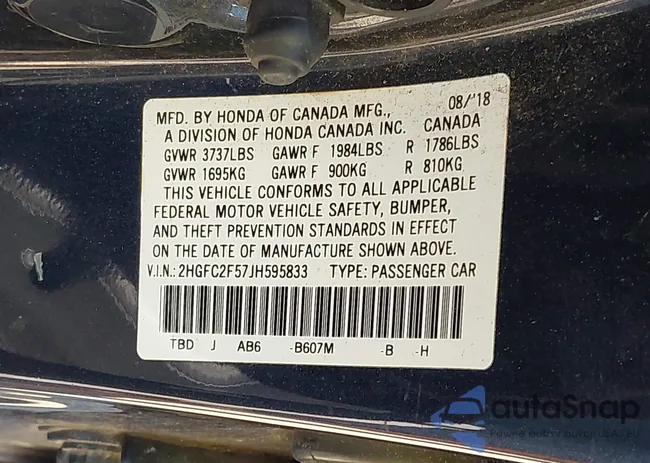 2HGFC2F57JH595833: 43144325