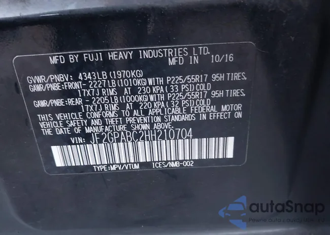 JF2GPABC2HH210704: 43144330