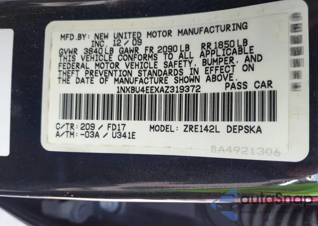 1NXBU4EEXAZ319372: 43144454