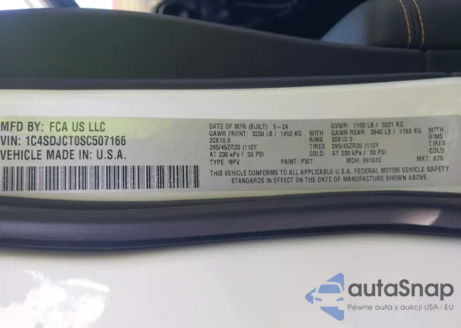 1C4SDJCT0SC507166: 43144602