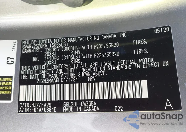 2T2HZMAA6LC171784: 43143764